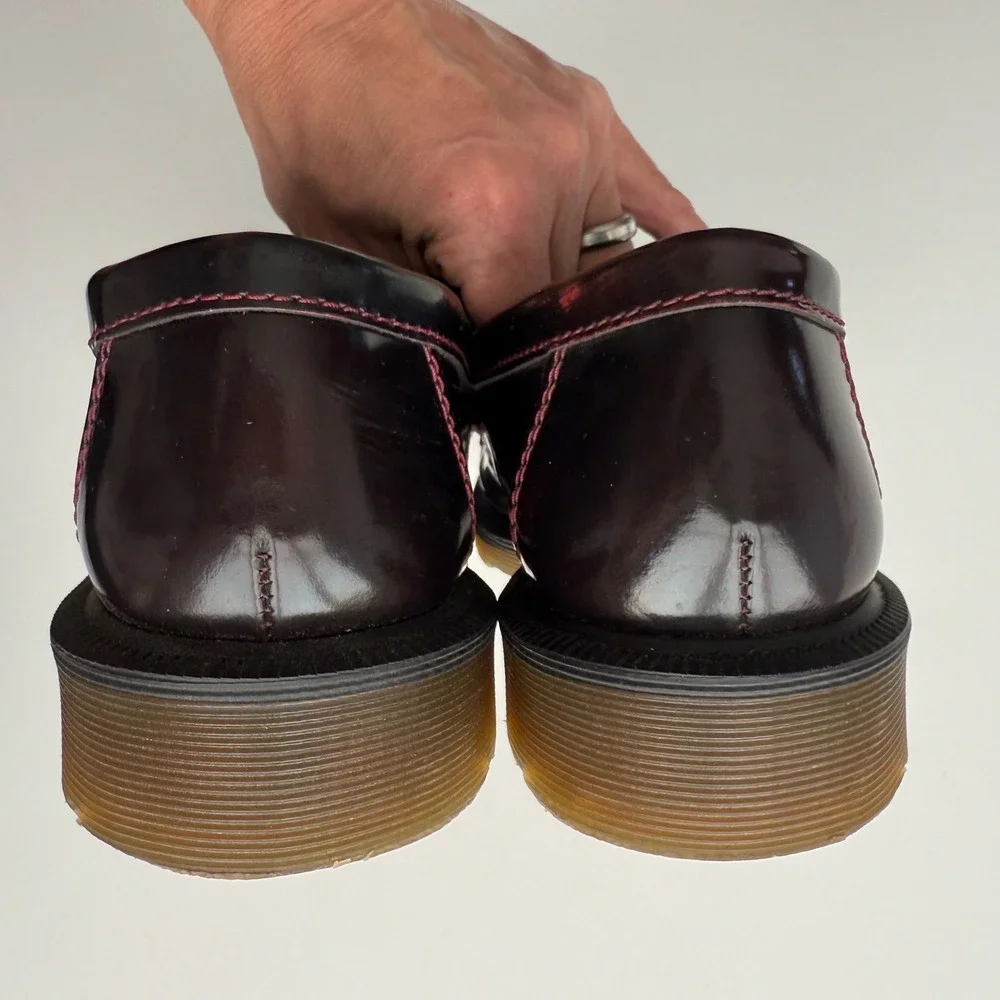 Dr. Martens Burgundy Leather Kiltie Bit Loafers - Picture 4 of 8